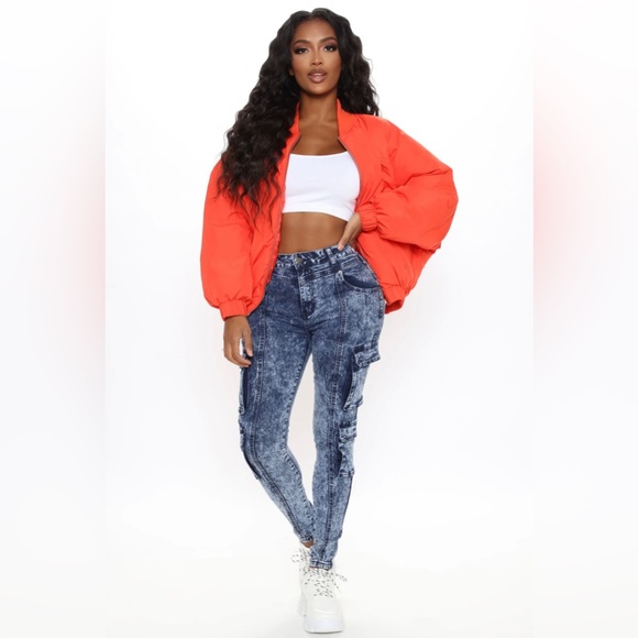 Fashion Nova Orange Bomber Jacket - Picture 3 of 3